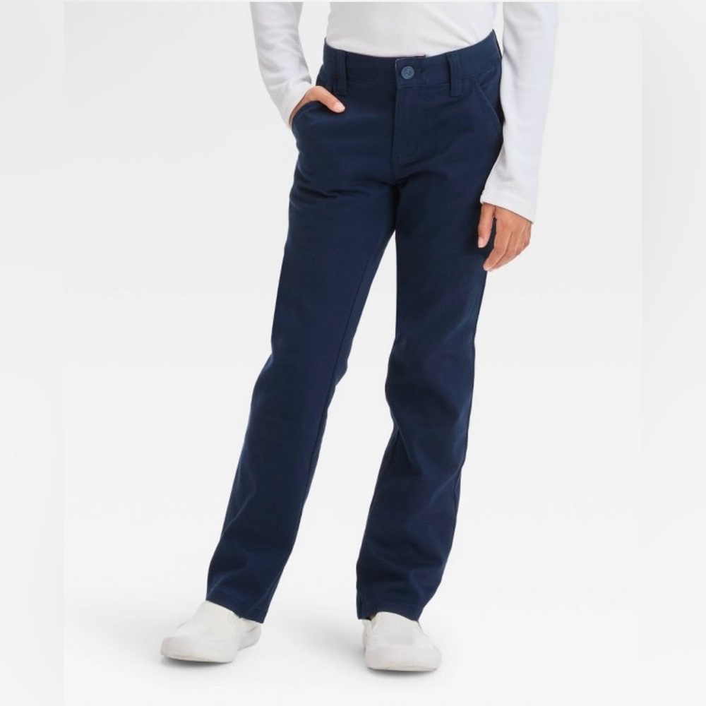Cat & Jack Unisex Navy Blue Straight School Uniform Pant w/Adjustable Waist
